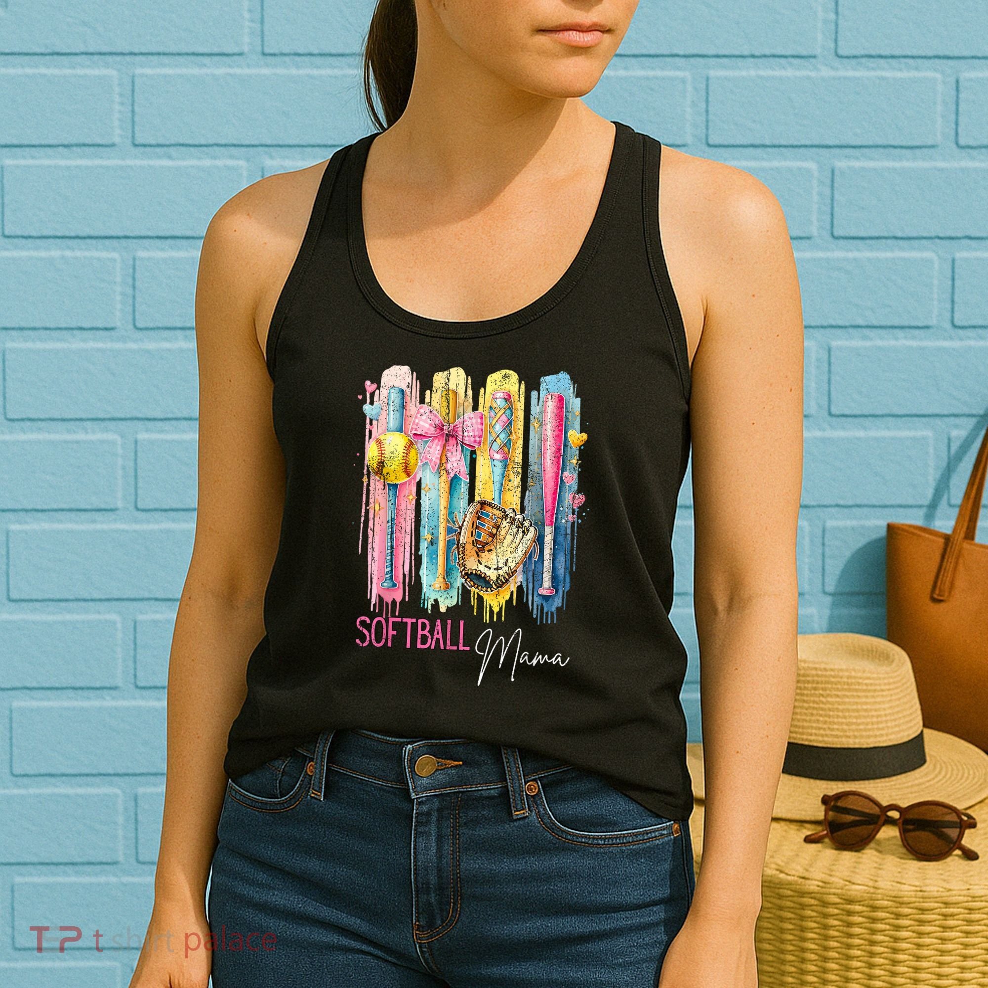 Softball Mom Coquette Brushstroke Mothers Day Gift Women's Tank Top