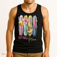 Softball Mom Coquette Brushstroke Mothers Day Gift Tank Top thumb 3