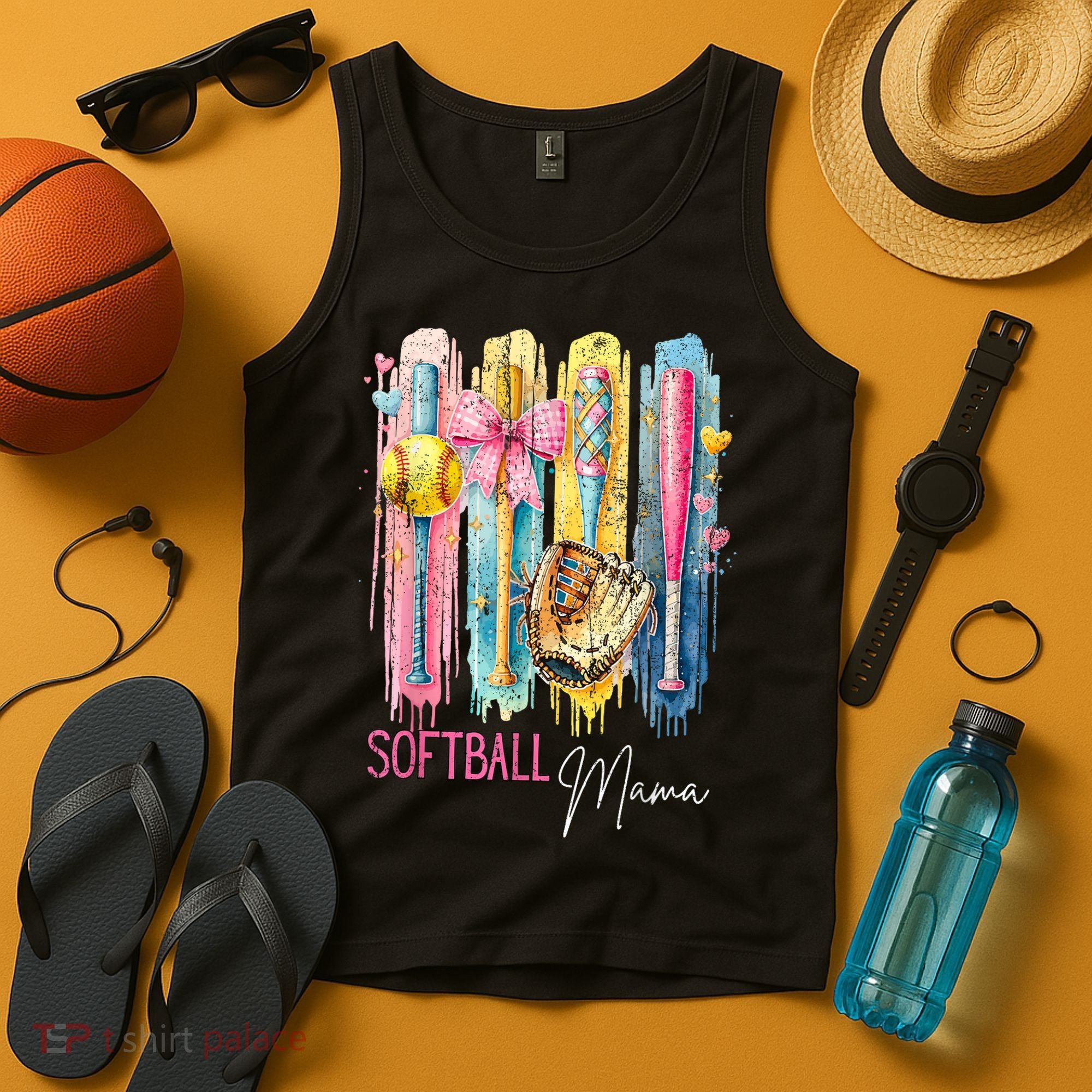 Softball Mom Coquette Brushstroke Mothers Day Gift Tank Top