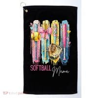 Softball Mom Coquette Brushstroke Mothers Day Gift Golf Towel thumb 0