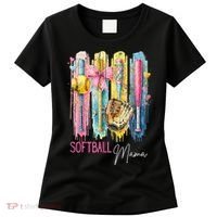 Softball Mom Coquette Brushstroke Mothers Day Gift Women's T-Shirt thumb 0