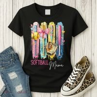 Softball Mom Coquette Brushstroke Mothers Day Gift Women's T-Shirt thumb 3