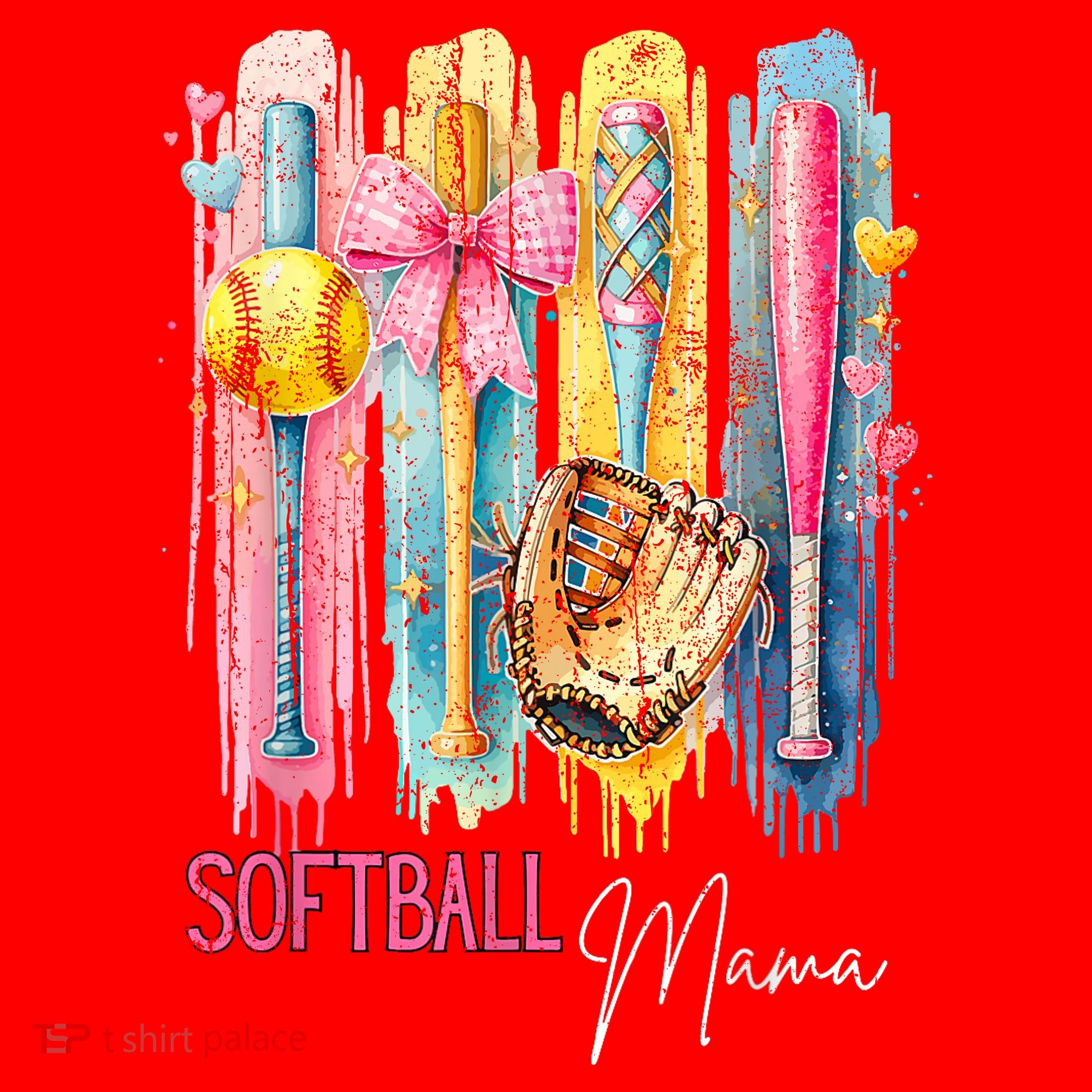 Softball Mom Coquette Brushstroke Mothers Day Gift Santa Hat