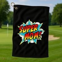 Super Mom Comic Book Superhero Mother's Day Golf Towel thumb 1