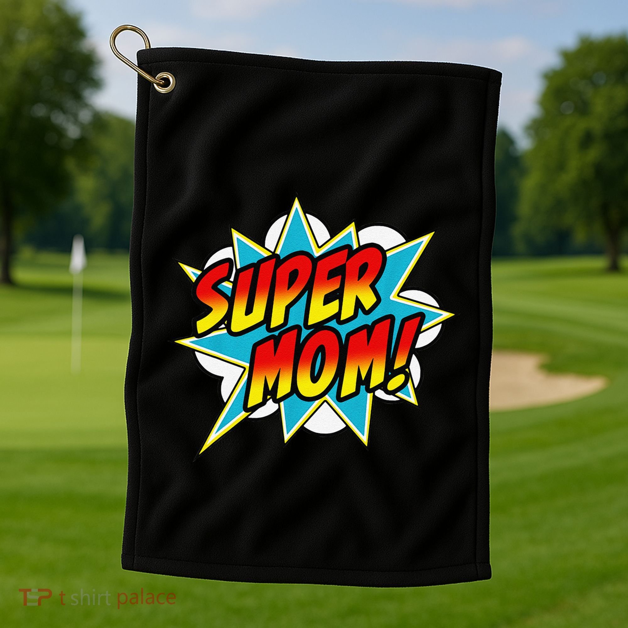Super Mom Comic Book Superhero Mother's Day Golf Towel