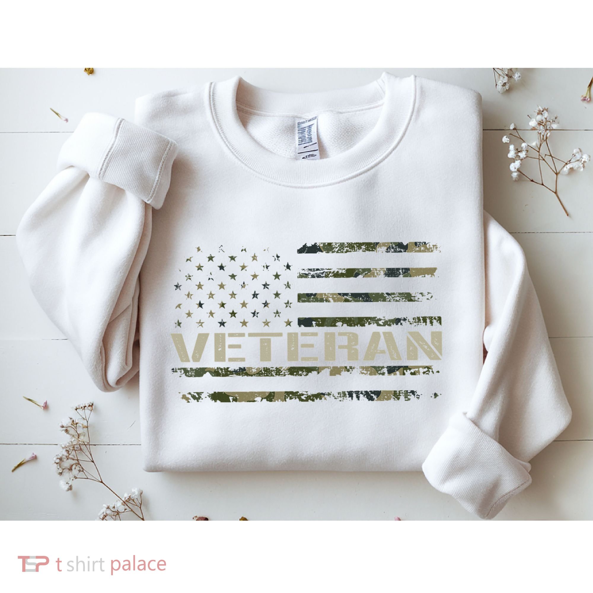 Soldier Military Camo Veteran American Flag Sweatshirt