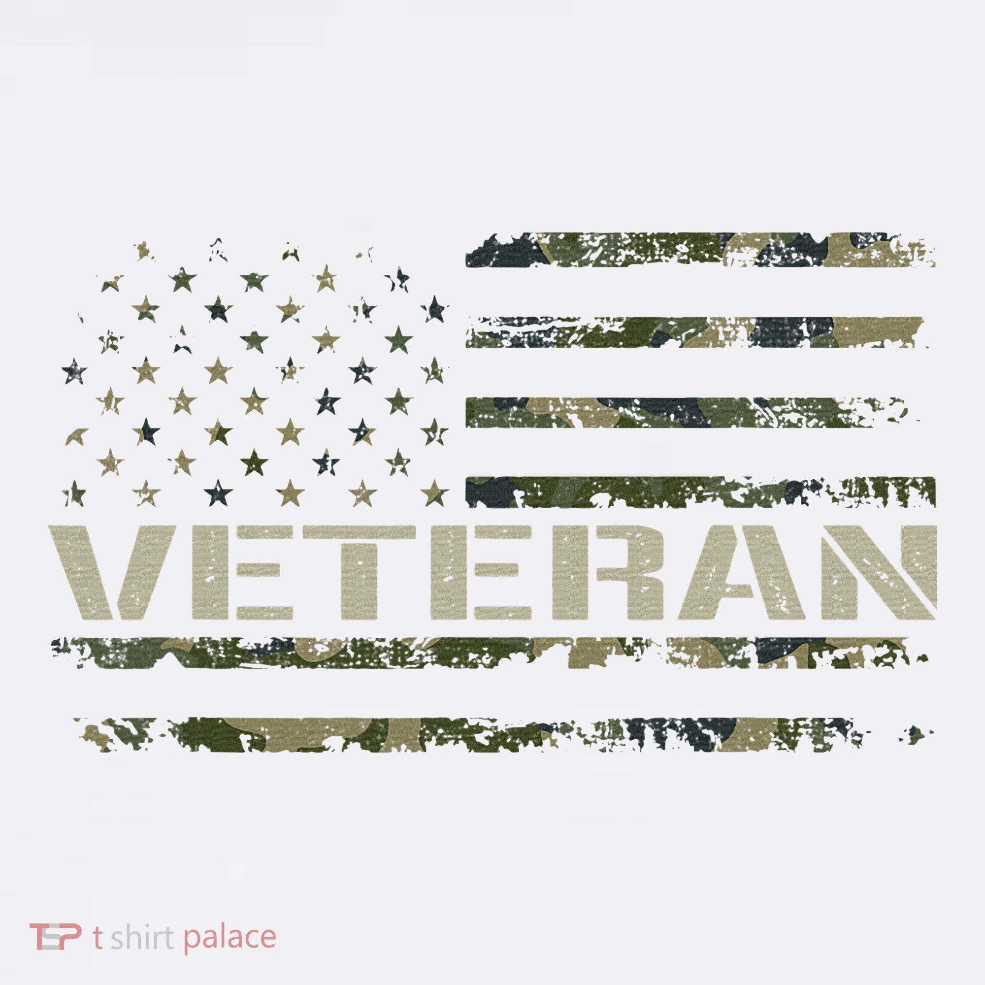 Soldier Military Camo Veteran American Flag T-Shirt