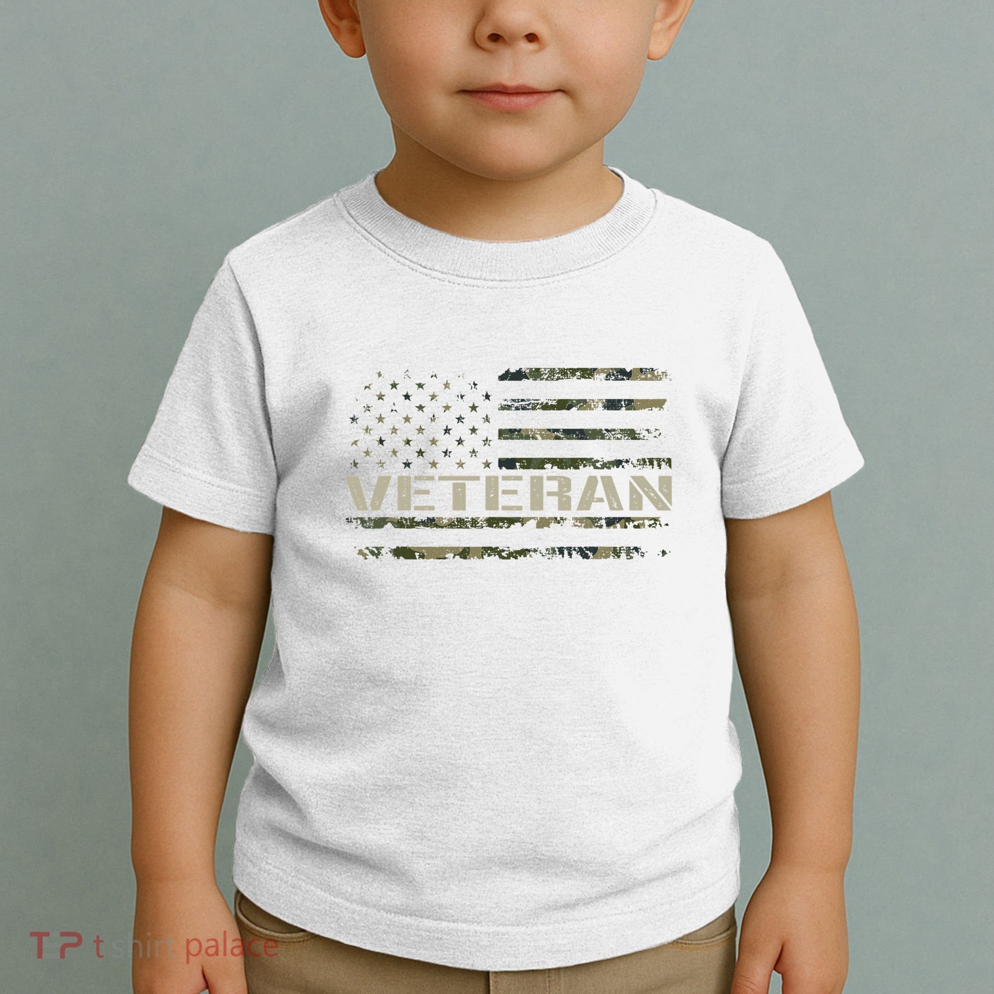 Soldier Military Camo Veteran American Flag Toddler T-Shirt