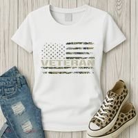 Soldier Military Camo Veteran American Flag Women's T-Shirt thumb 3