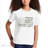 Soldier Military Camo Veteran American Flag Kids T-Shirt thumb 2
