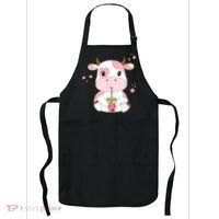 Strawberry Milk Cute Kawaii Aesthetic Pink Cow Print Apron thumb 0