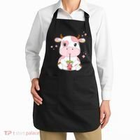 Strawberry Milk Cute Kawaii Aesthetic Pink Cow Print Apron thumb 2