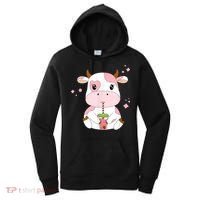 Strawberry Milk Cute Kawaii Aesthetic Pink Cow Print Women's Hoodie thumb 0