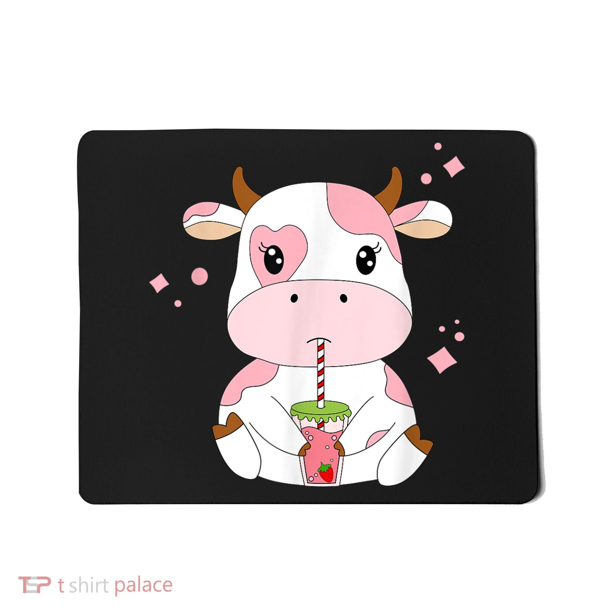 Strawberry Milk Cute Kawaii Aesthetic Pink Cow Print Mousepad