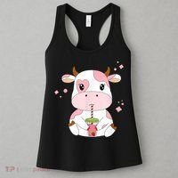 Strawberry Milk Cute Kawaii Aesthetic Pink Cow Print Women's Tank Top thumb 3
