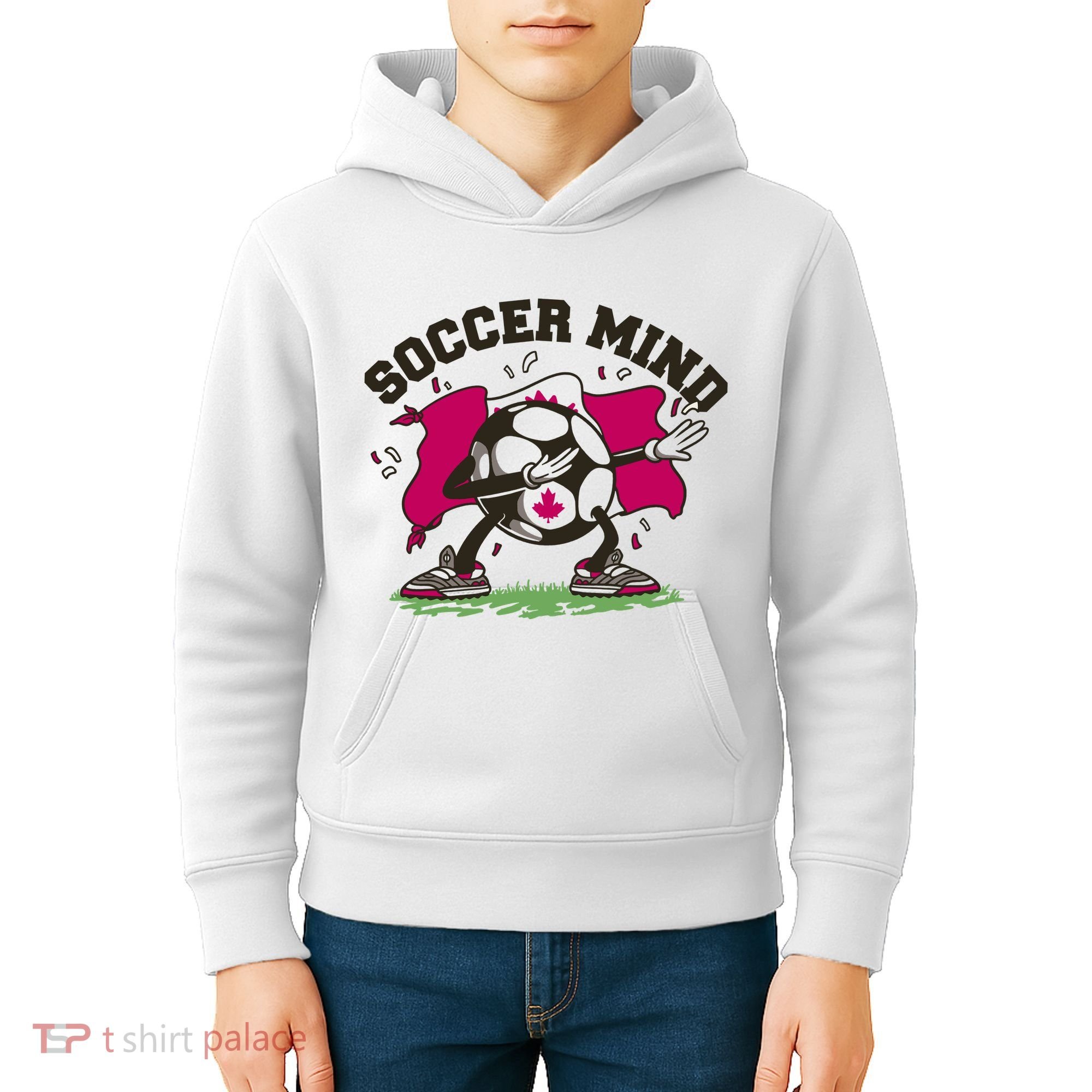 Soccer Mind Canadian Flag Sport Kids Hoodie