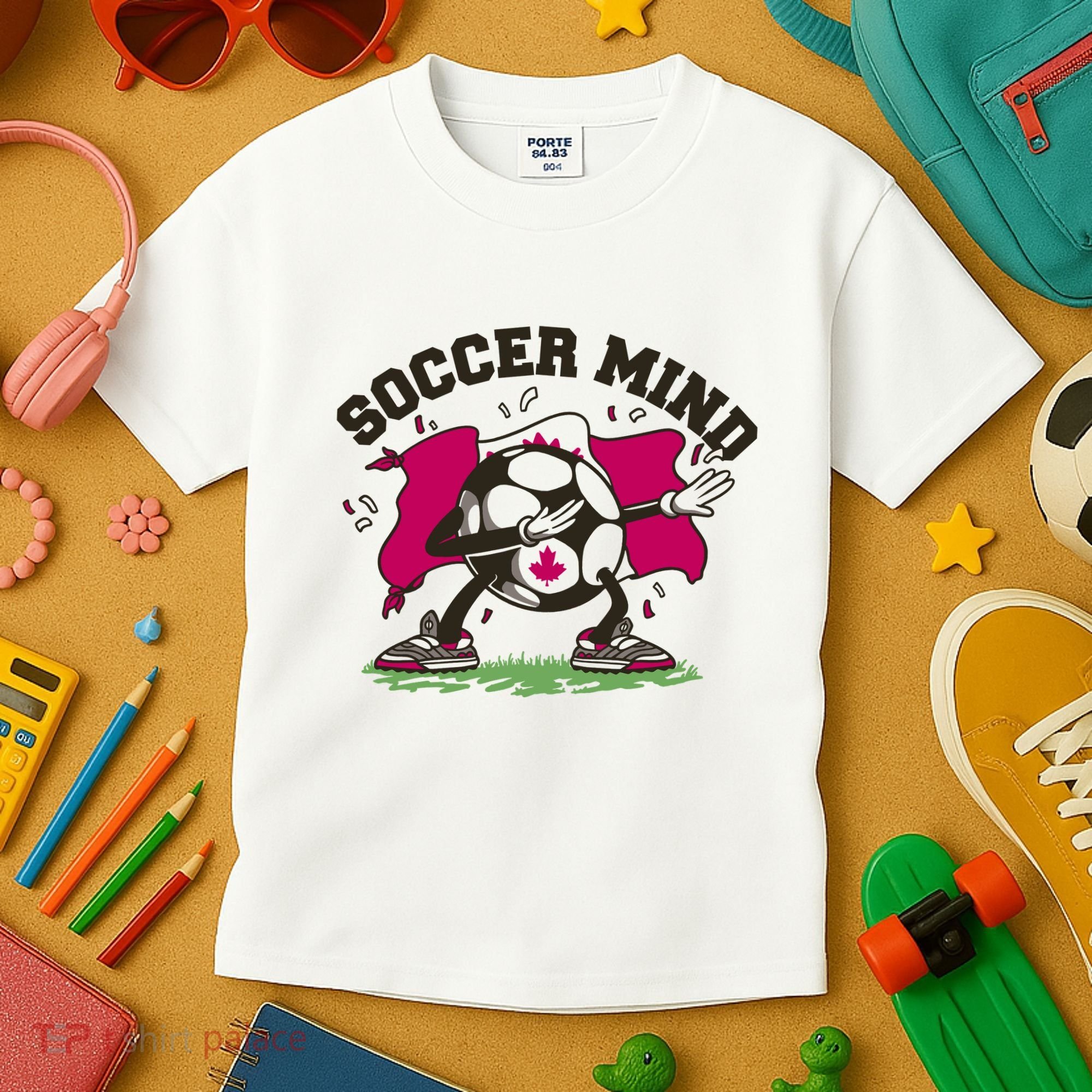 Soccer Mind Canadian Flag Sport Kids T-Shirt