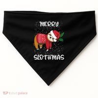 Sloth Merry Christmas Santa Sloth Merry Slothmas Gift USA-Made Doggie Bandana thumb 0