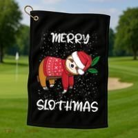 Sloth Merry Christmas Santa Sloth Merry Slothmas Gift Golf Towel thumb 1
