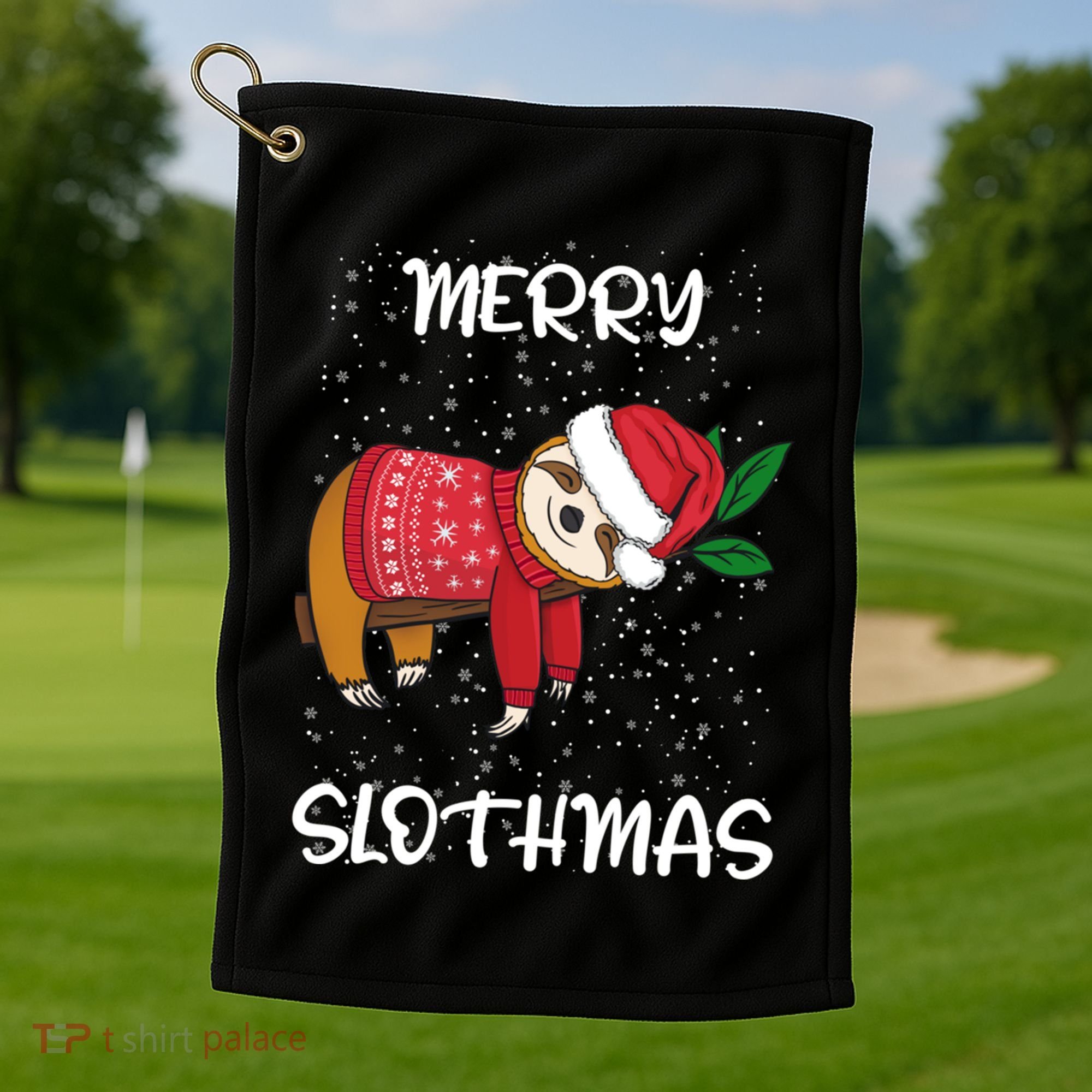 Sloth Merry Christmas Santa Sloth Merry Slothmas Gift Golf Towel