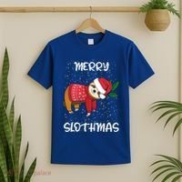 Sloth Merry Christmas Santa Sloth Merry Slothmas Gift T-Shirt thumb 2