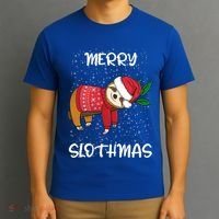 Sloth Merry Christmas Santa Sloth Merry Slothmas Gift T-Shirt thumb 3