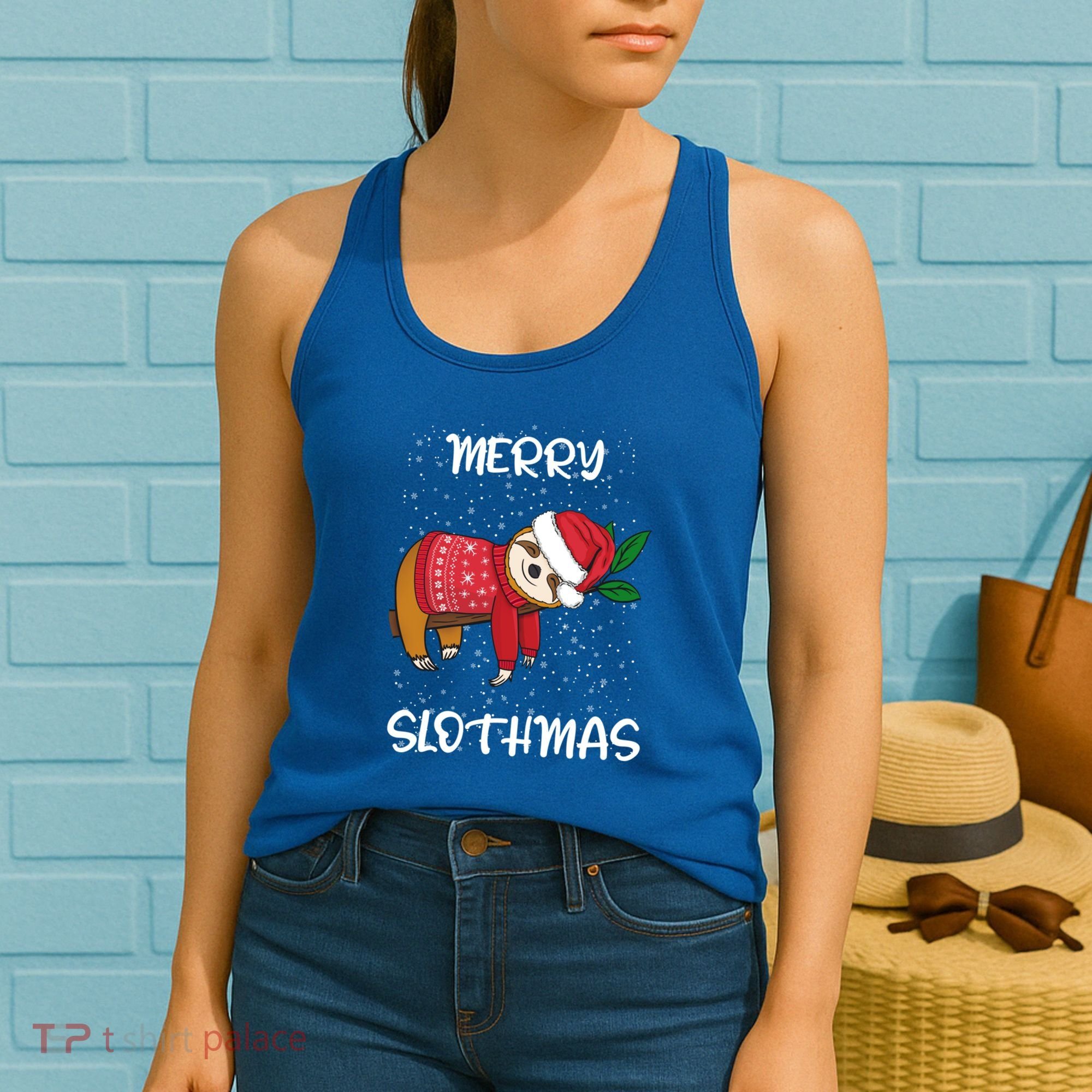 Sloth Merry Christmas Santa Sloth Merry Slothmas Gift Women's Tank Top