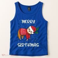 Sloth Merry Christmas Santa Sloth Merry Slothmas Gift Tank Top thumb 2