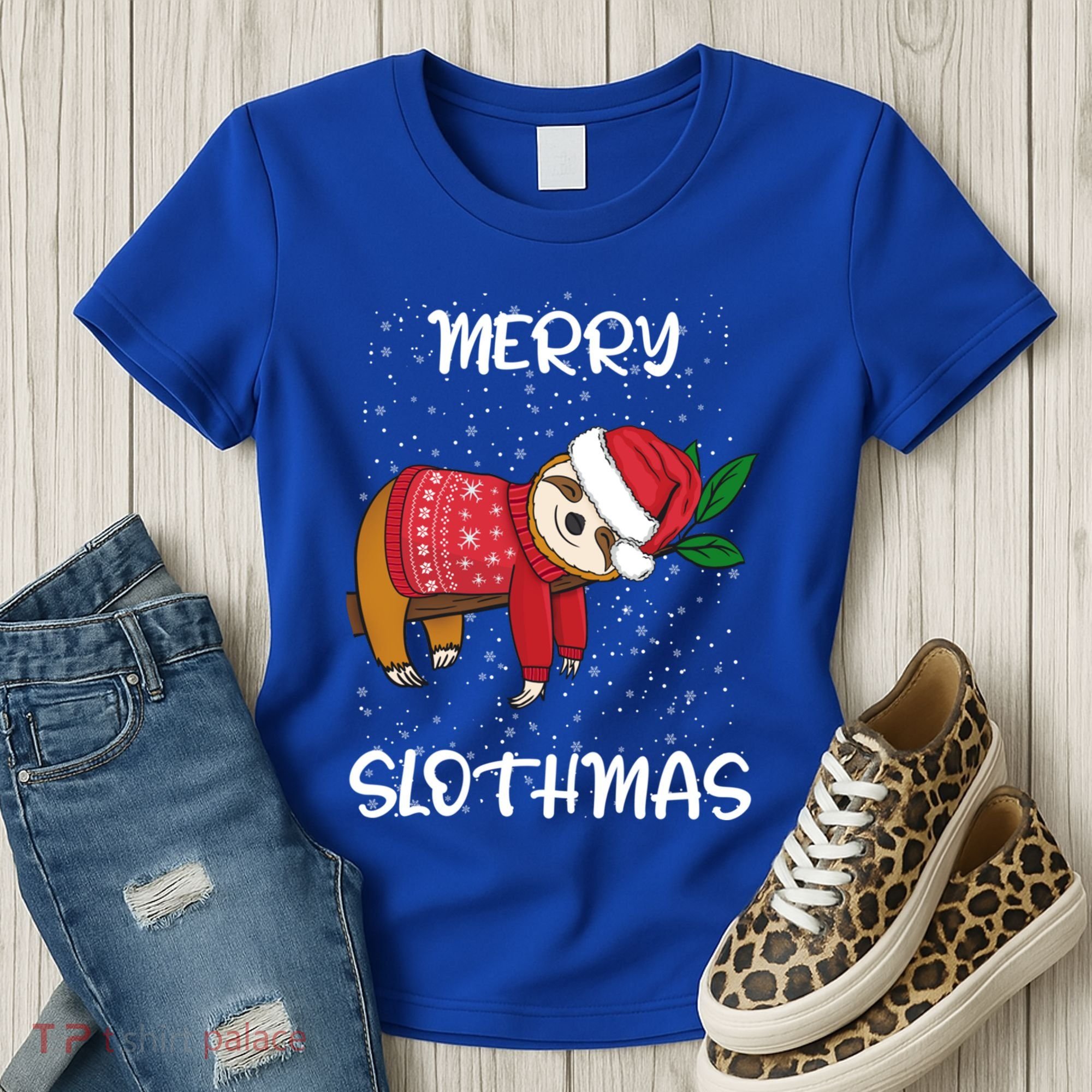 Sloth Merry Christmas Santa Sloth Merry Slothmas Gift Women's T-Shirt