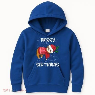 Sloth Merry Christmas Santa Sloth Merry Slothmas Gift Kids Hoodie