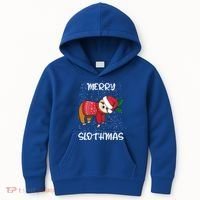 Sloth Merry Christmas Santa Sloth Merry Slothmas Gift Kids Hoodie thumb 0