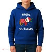 Sloth Merry Christmas Santa Sloth Merry Slothmas Gift Kids Hoodie thumb 4