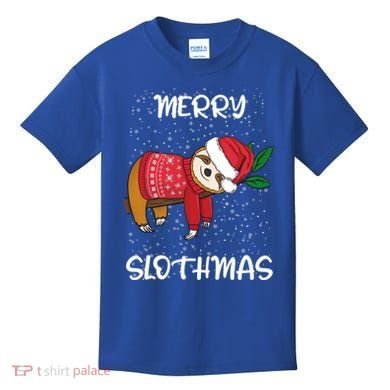 Sloth Merry Christmas Santa Sloth Merry Slothmas Gift Kids T-Shirt