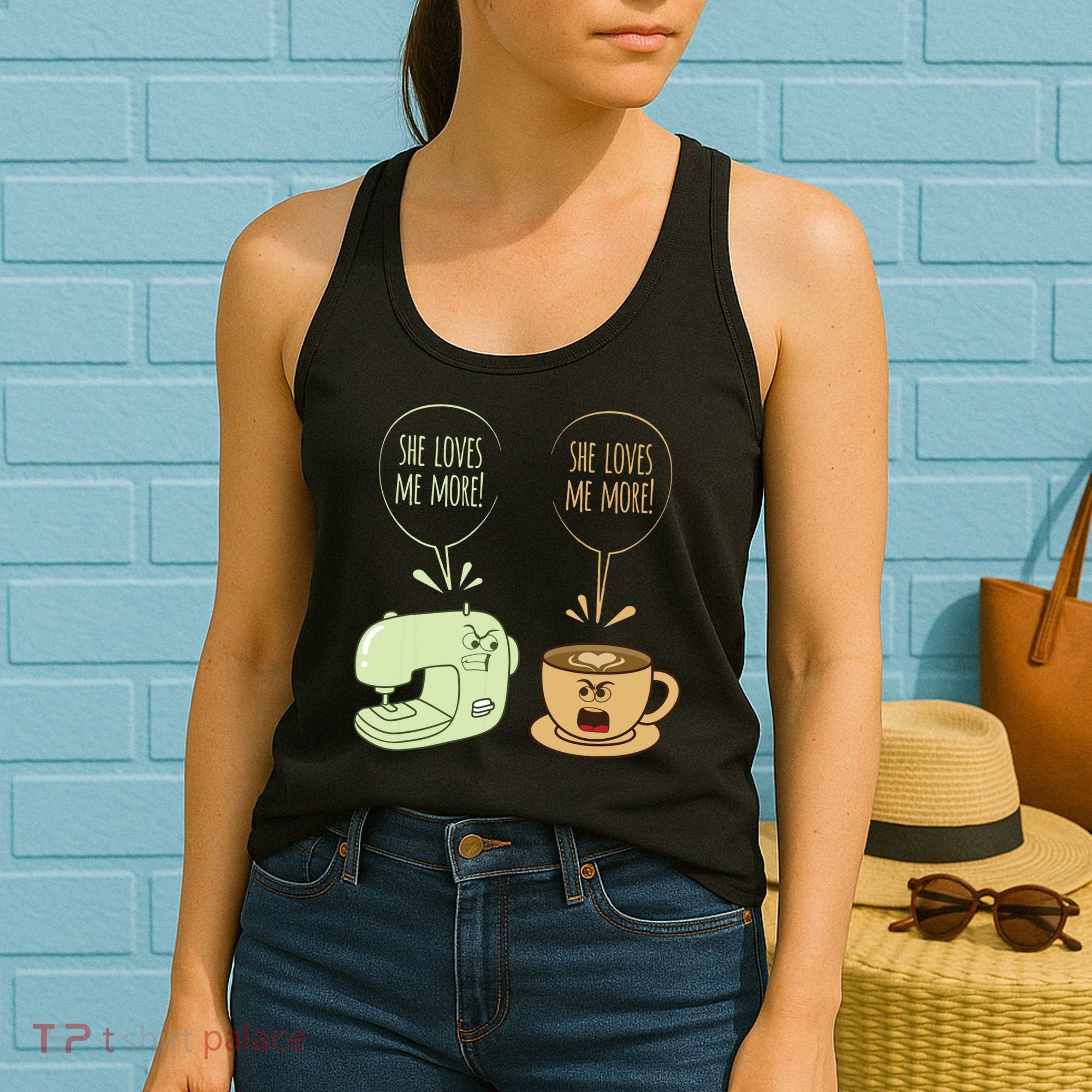 Sewing Machine Coffee Funny Sew Quilting Seamstress Sewer Women's Tank Top
