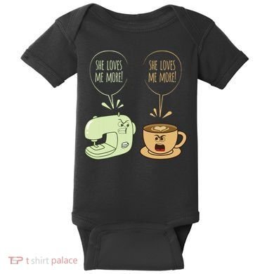 Sewing Machine Coffee Funny Sew Quilting Seamstress Sewer Baby Bodysuit