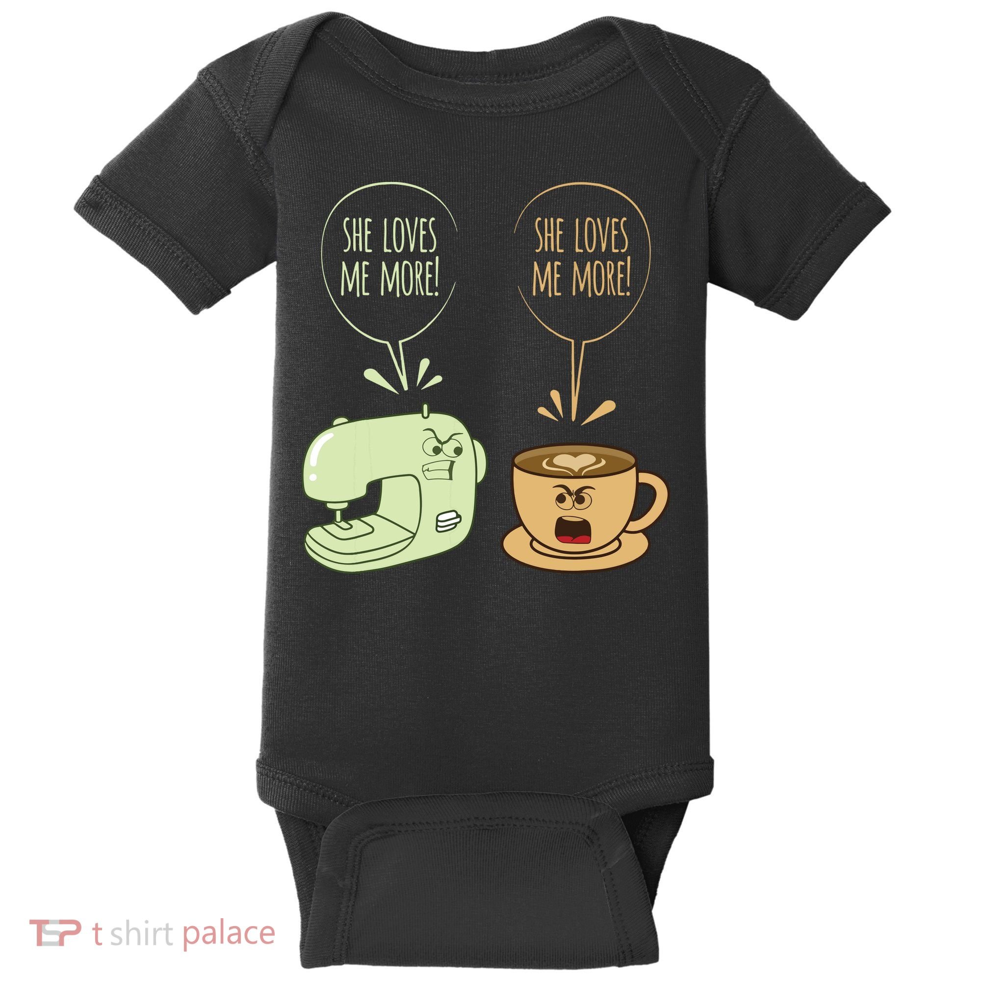 Sewing Machine Coffee Funny Sew Quilting Seamstress Sewer Baby Bodysuit