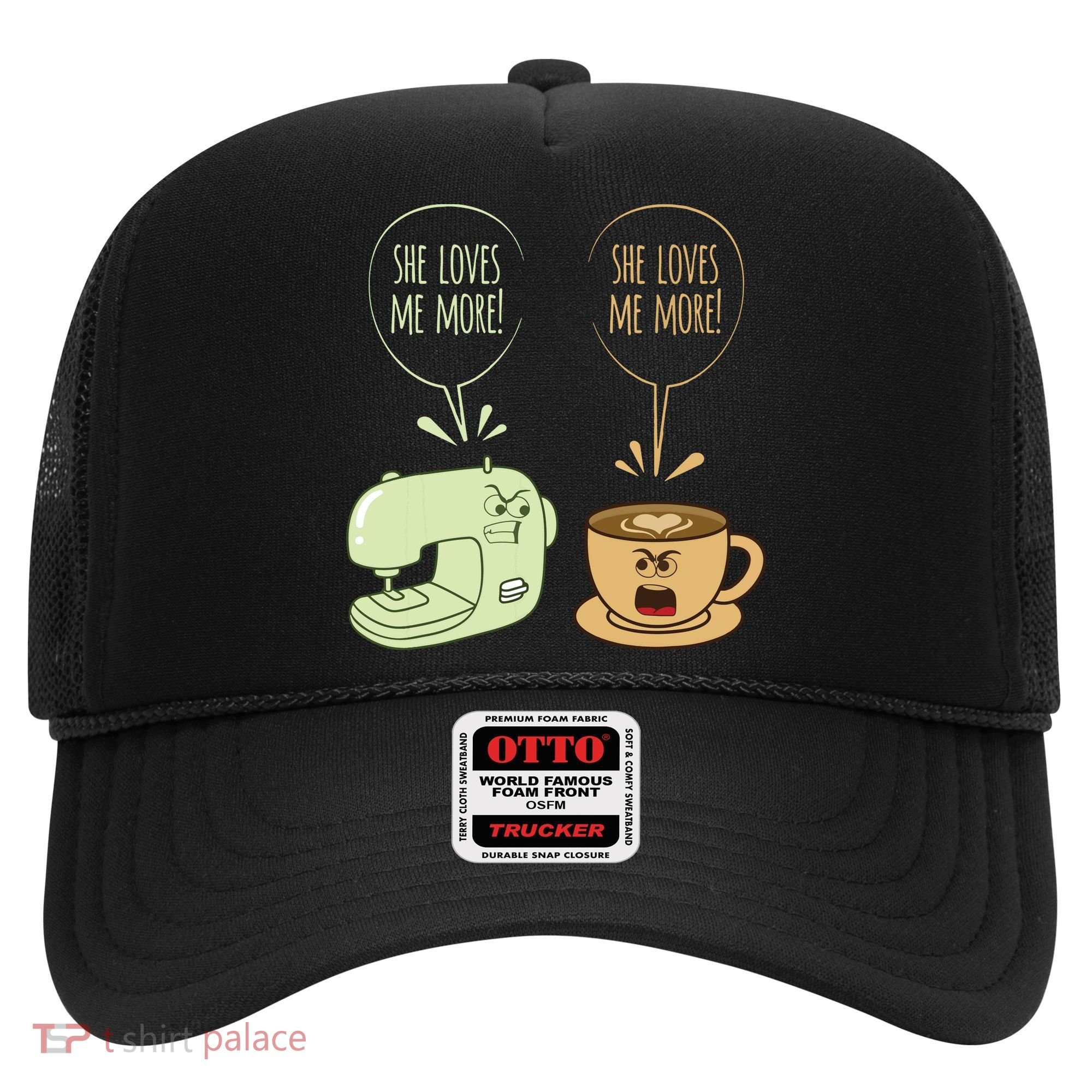 Sewing Machine Coffee Funny Sew Quilting Seamstress Sewer Hat
