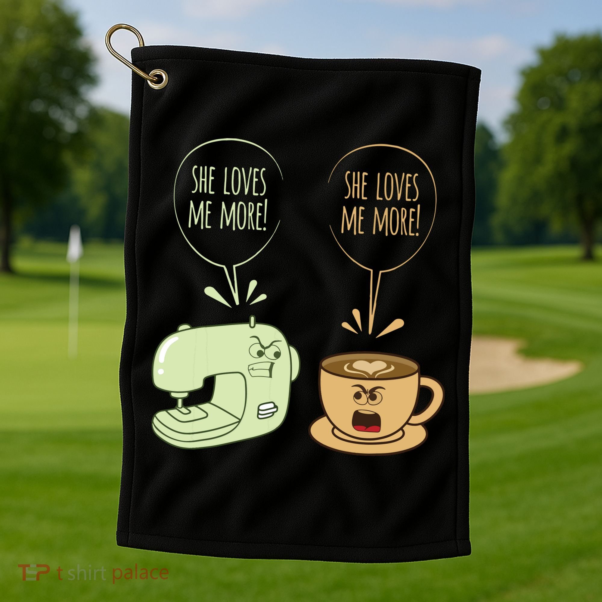 Sewing Machine Coffee Funny Sew Quilting Seamstress Sewer Golf Towel