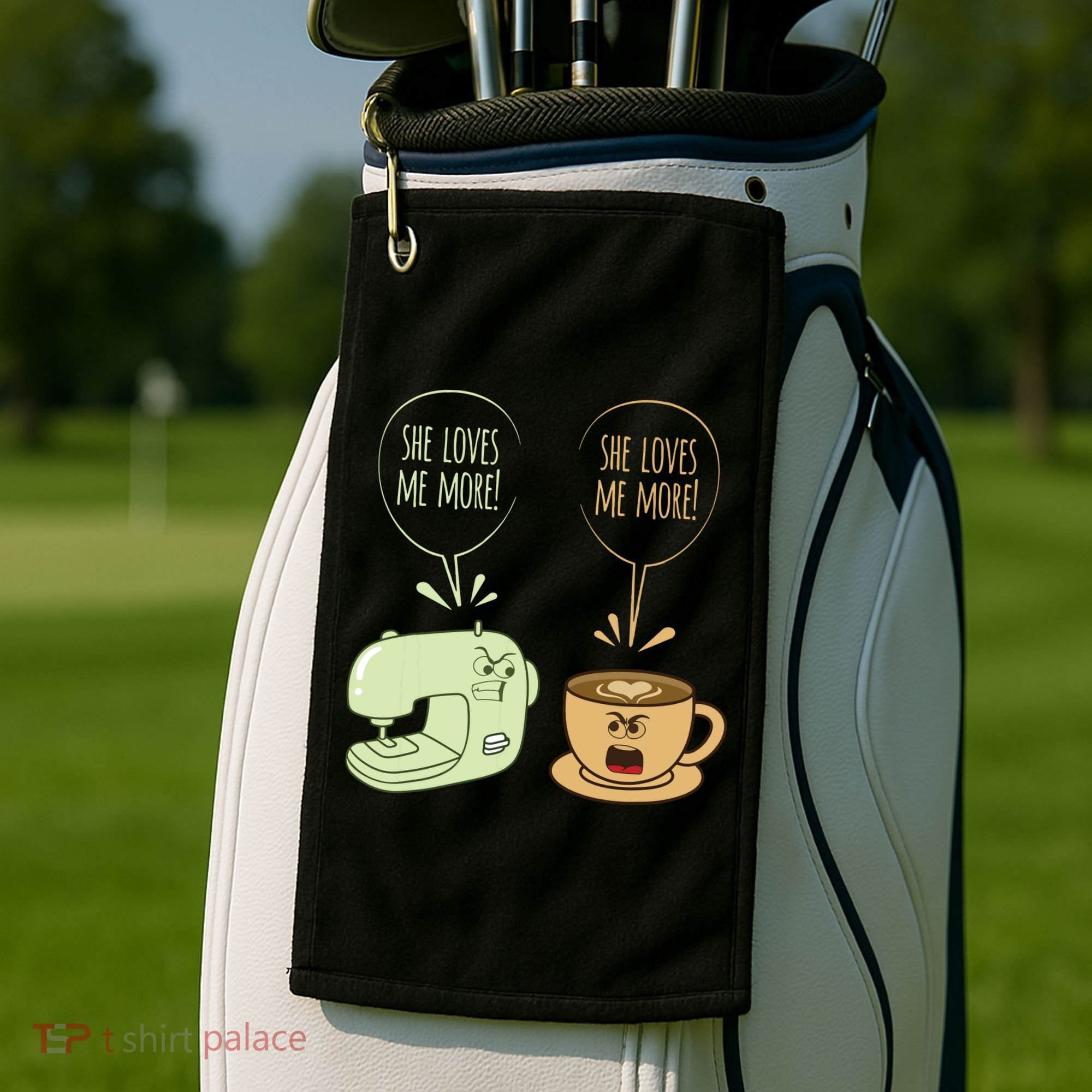 Sewing Machine Coffee Funny Sew Quilting Seamstress Sewer Golf Towel