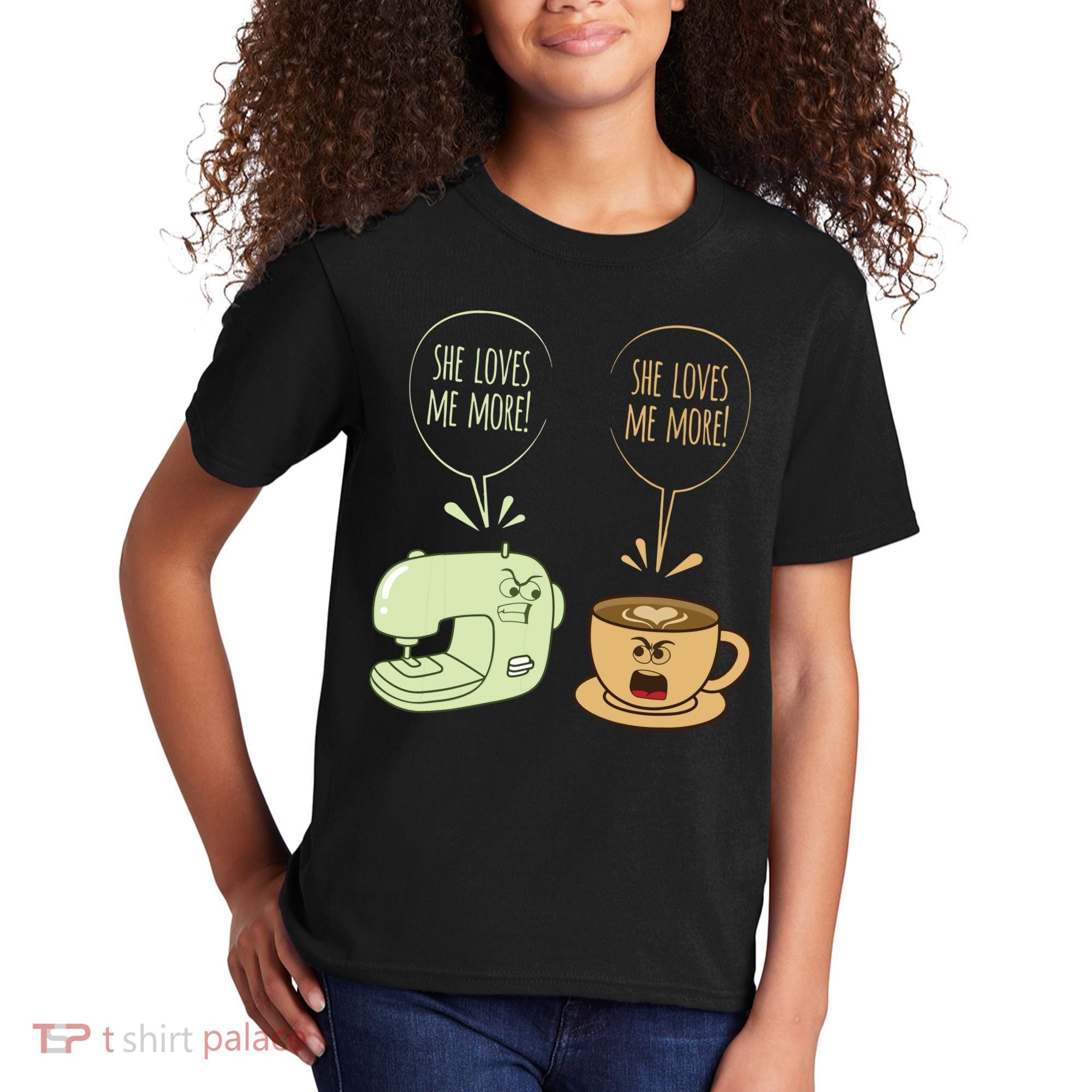 Sewing Machine Coffee Funny Sew Quilting Seamstress Sewer Kids T-Shirt
