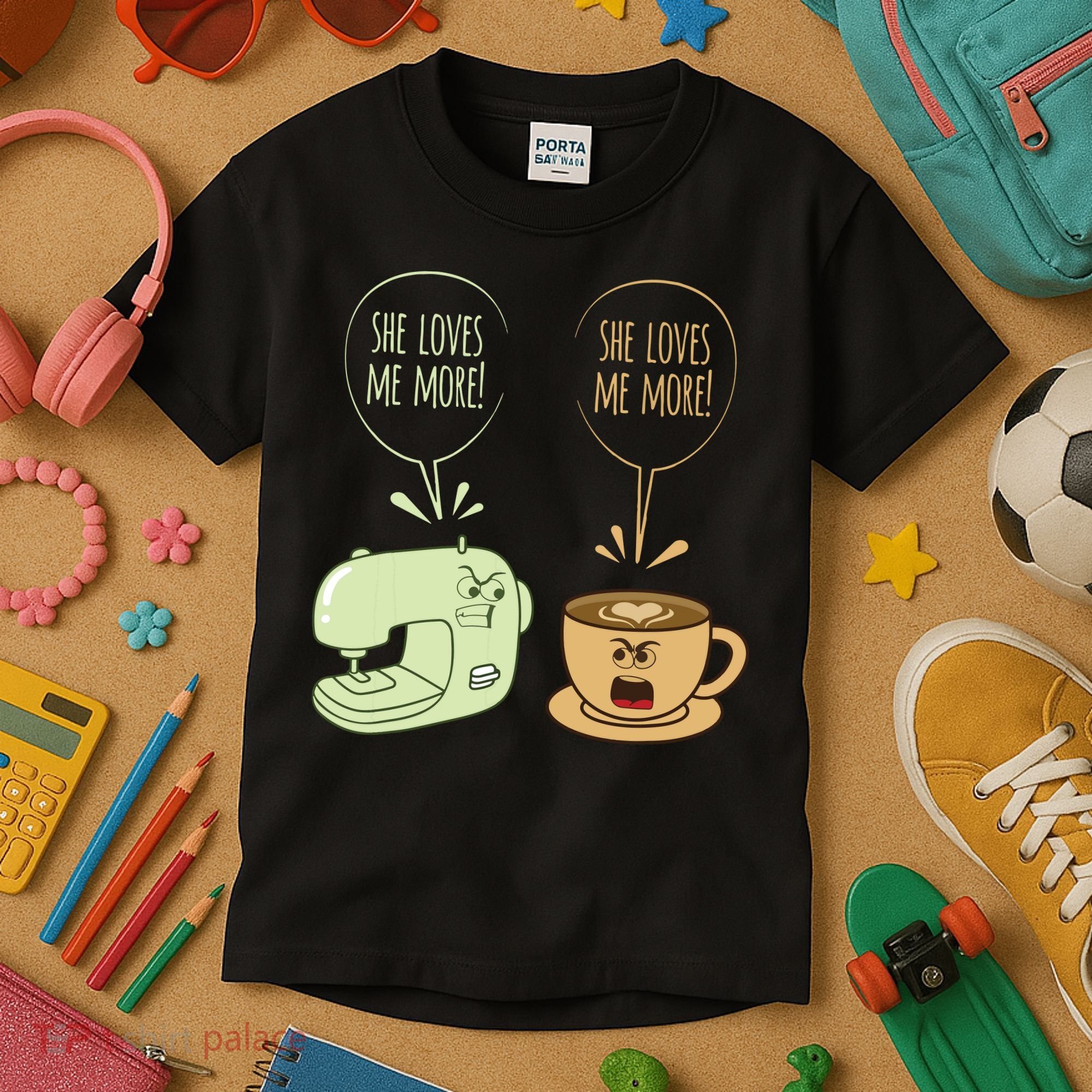 Sewing Machine Coffee Funny Sew Quilting Seamstress Sewer Kids T-Shirt