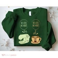 Sewing Machine Coffee Funny Sew Quilting Seamstress Sewer Sweatshirt thumb 2