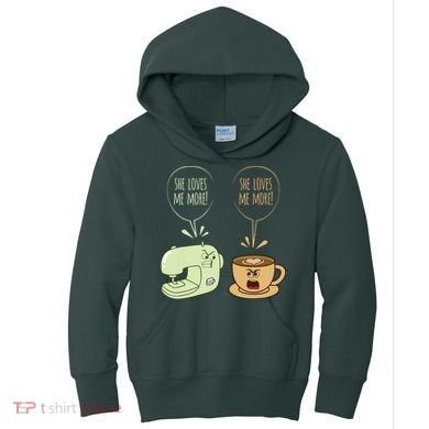 Sewing Machine Coffee Funny Sew Quilting Seamstress Sewer Kids Hoodie
