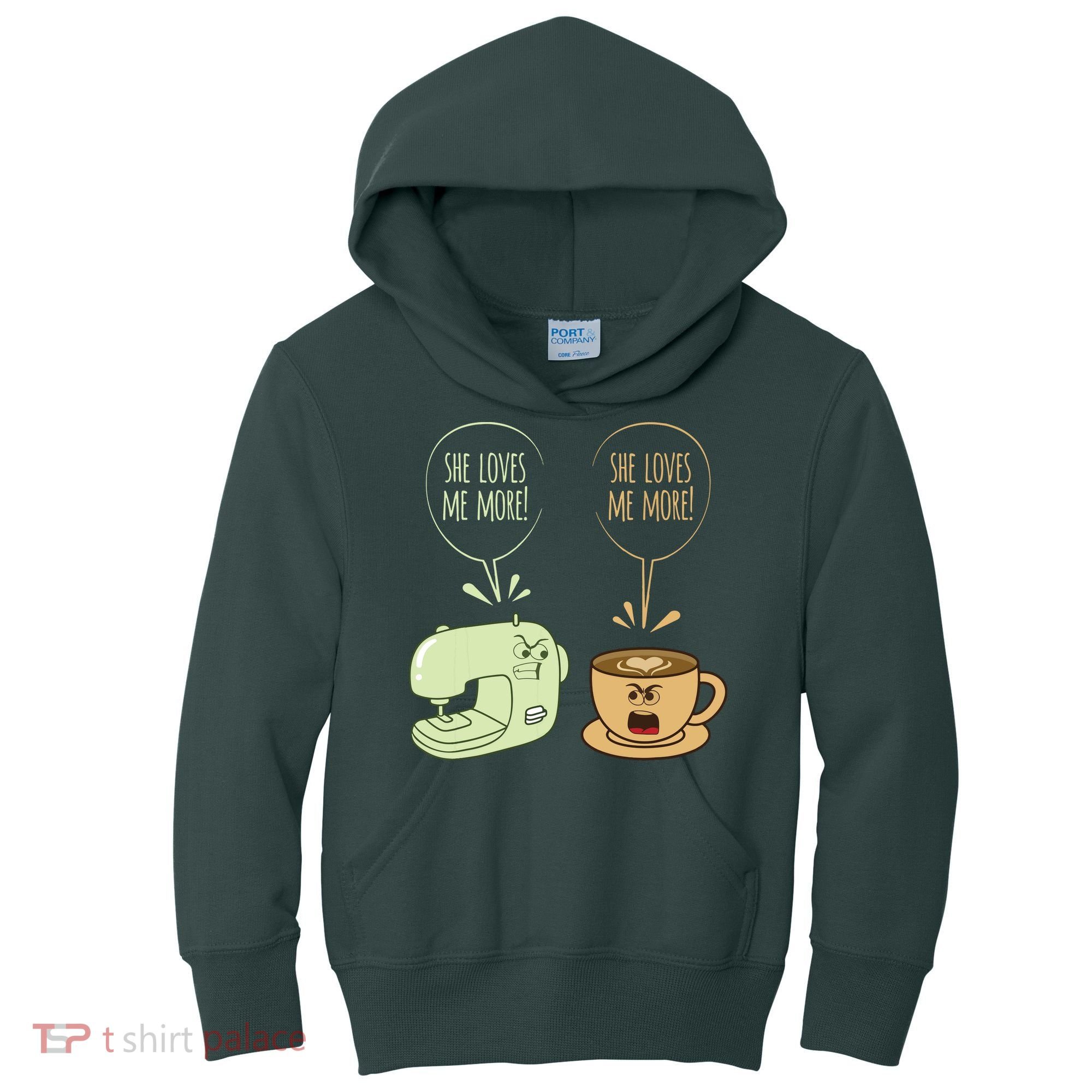 Sewing Machine Coffee Funny Sew Quilting Seamstress Sewer Kids Hoodie