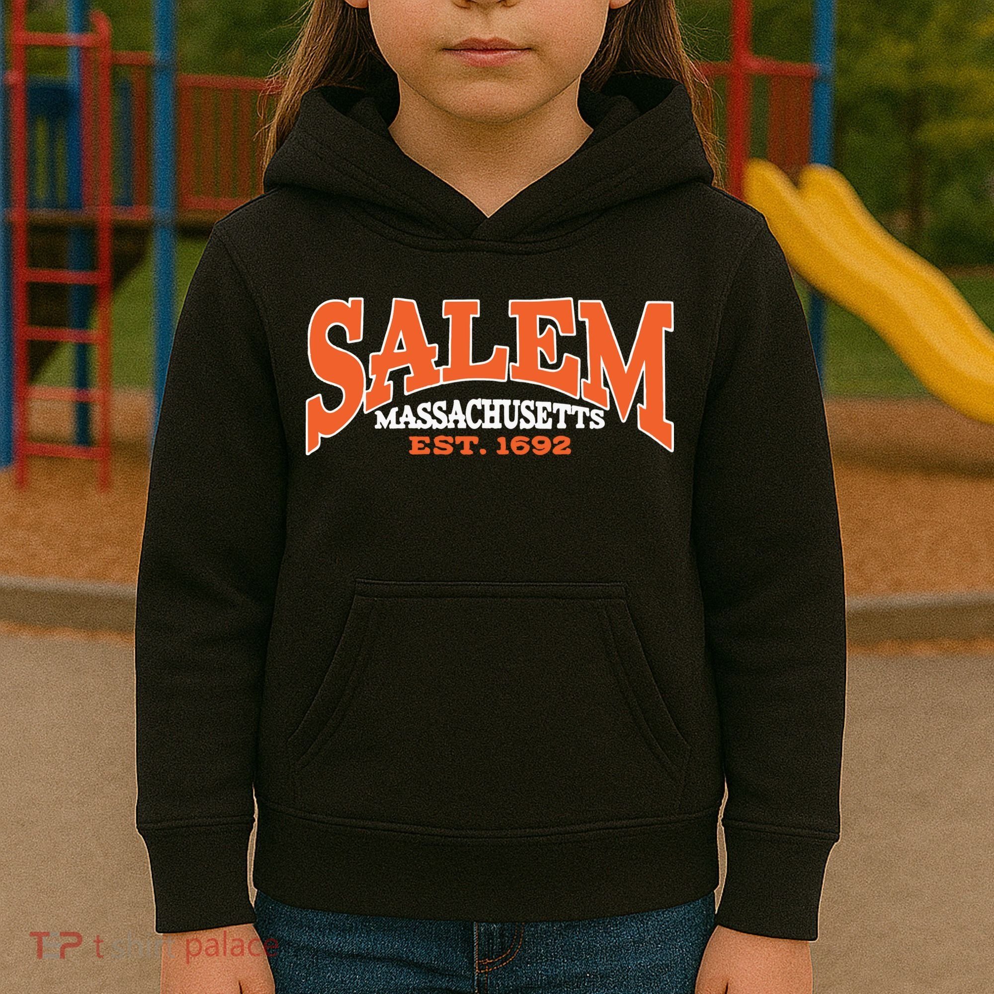 Salem Massachusetts Cute Fall Salem Est 1692 Kids Hoodie