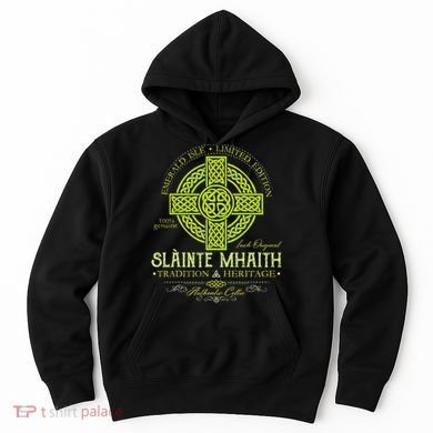 Slainte Mhaith Celtic Knot Cross Irish Original Green Hoodie