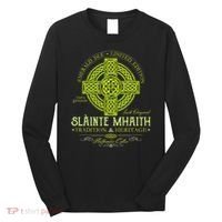 Slainte Mhaith Celtic Knot Cross Irish Original Green Long Sleeve Shirt thumb 0