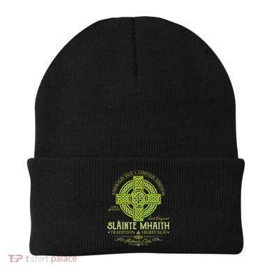 Slainte Mhaith Celtic Knot Cross Irish Original Green Beanie
