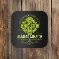 Slainte Mhaith Celtic Knot Cross Irish Original Green Coaster thumb 0