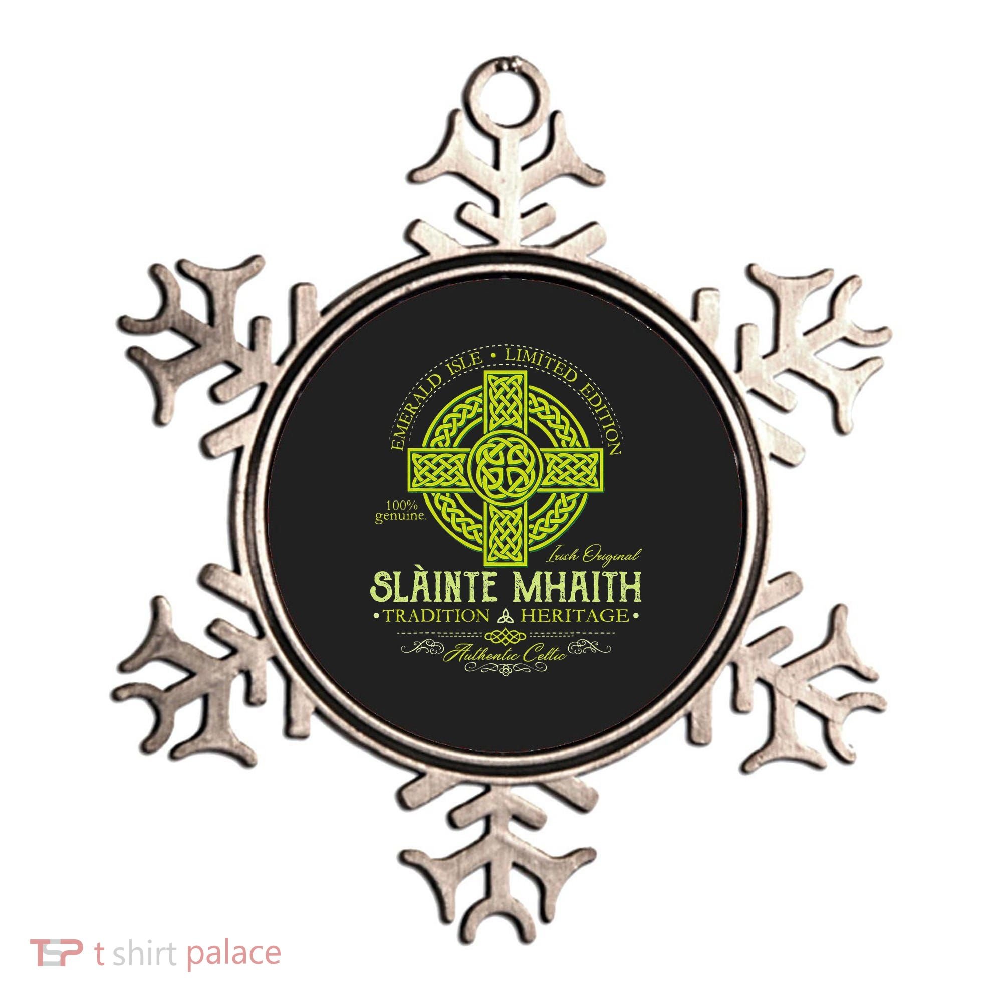 Slainte Mhaith Celtic Knot Cross Irish Original Green Ornament